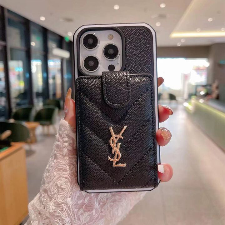 サンローランiPhone15刺繍ロゴケース