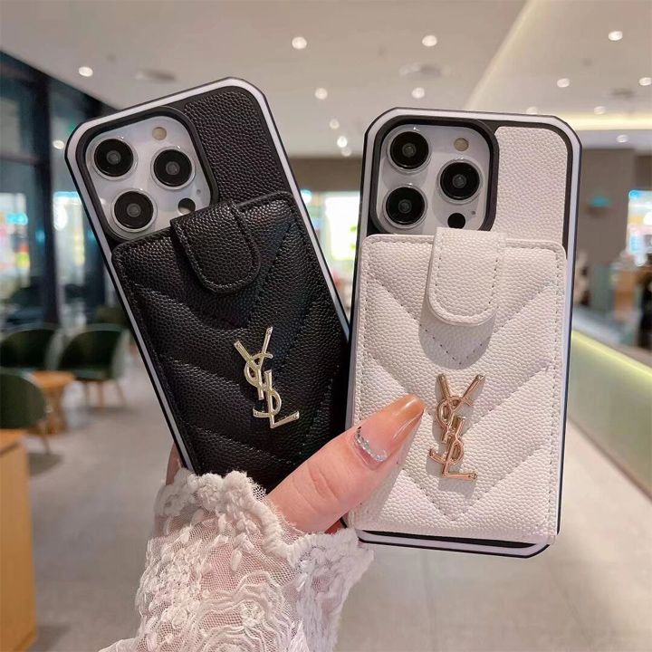 サンローランiPhone15刺繍ロゴケース