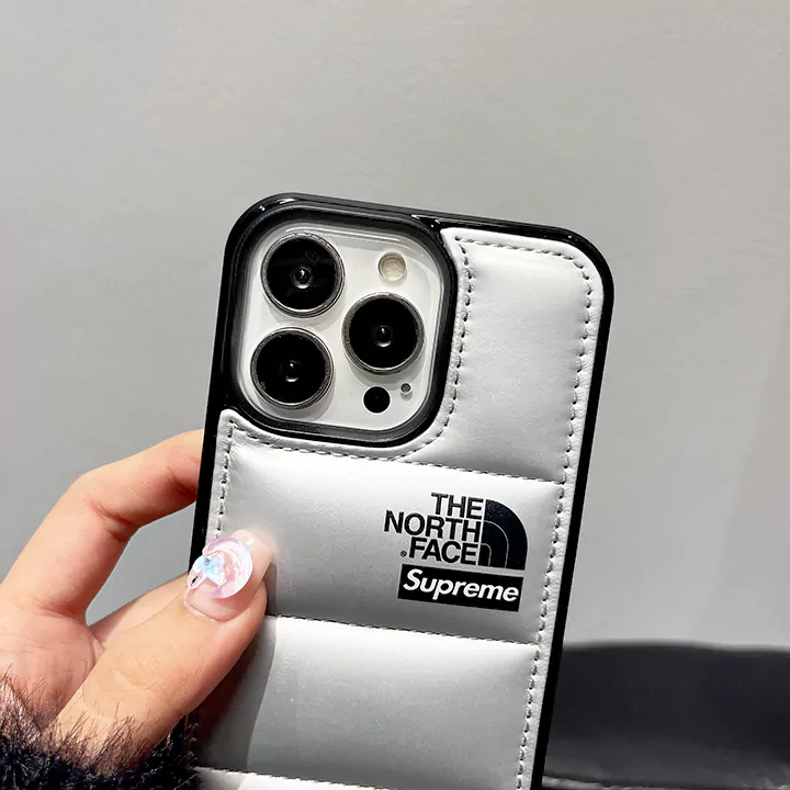 ノースフェイスiPhone16ケース黒白