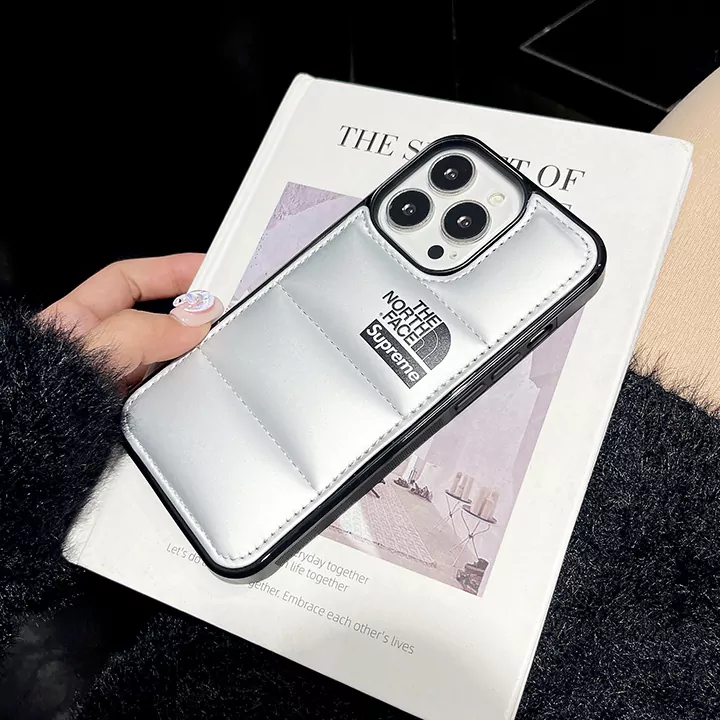 ノースフェイスiPhone16ケース黒白