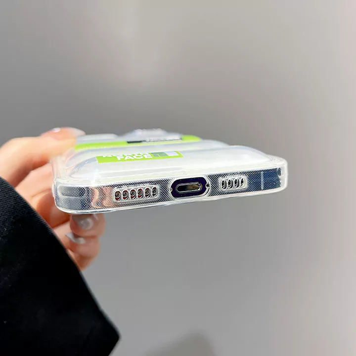 ノースフェイスiPhone16携帯カバー透明ダウンジャケット風