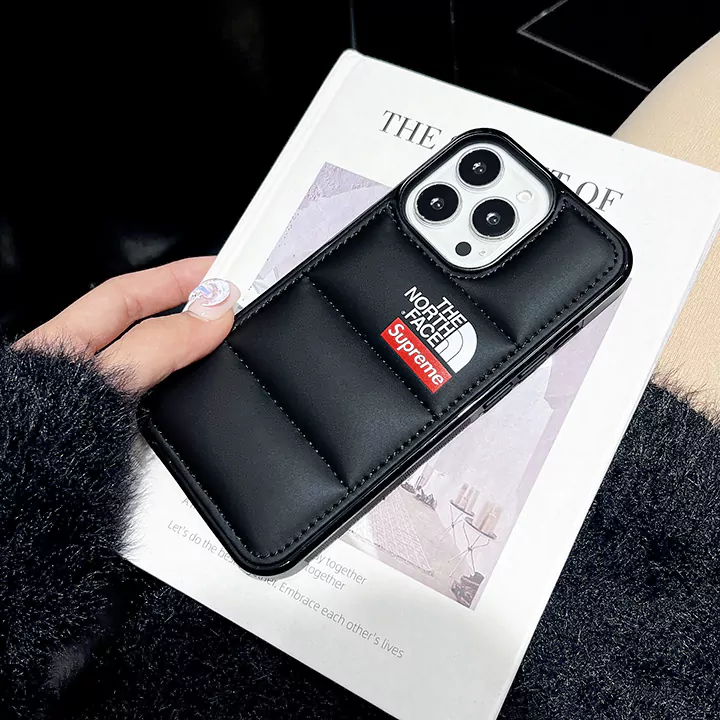ノースフェイスiPhone16ケース黒白